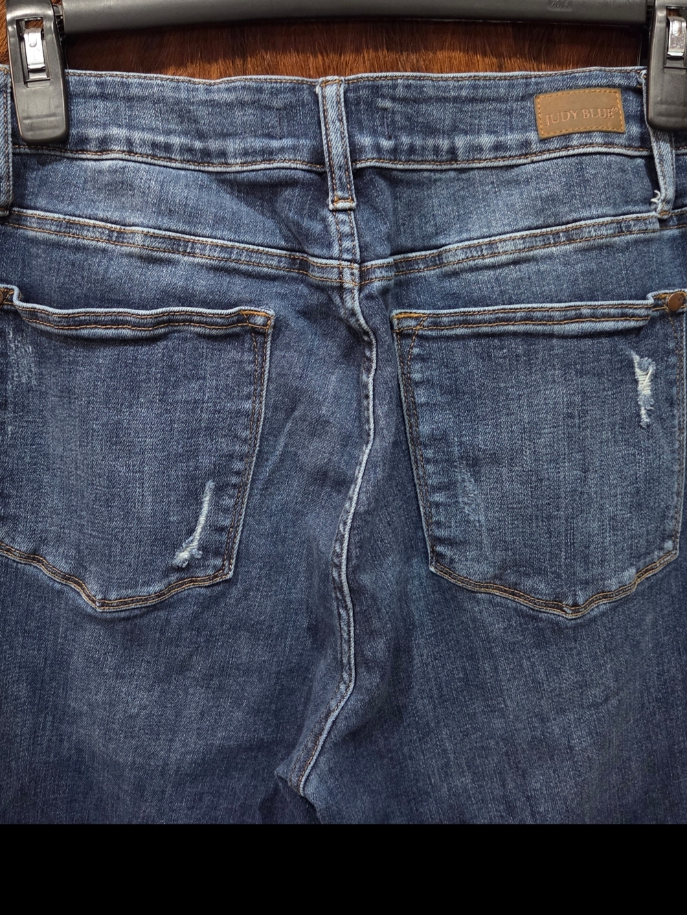 Judy Blue Dark Wash Distressed Ankle Jeans - Picture 5 of 7